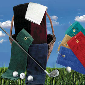 16x25 Tri-Folded Golf Towels with grommet and hook
